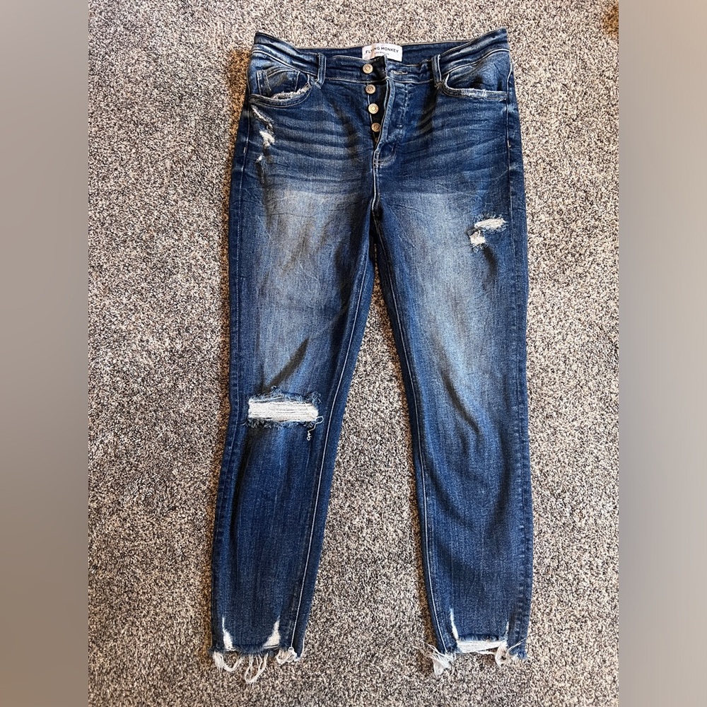 Flying Monkey, high rise, ankle skinny jeans. Size 30 waist